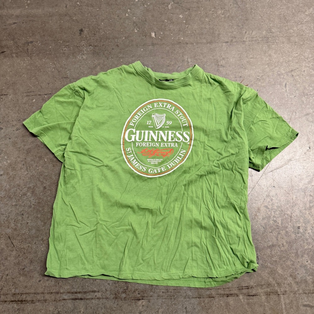 Guinness Foreign Extra Stout Green Graphic T-Shirt Mens XXL Relaxed Fit Dublin‎